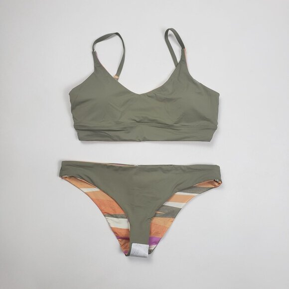 Prana Bikini Set Willow Falls Top & Gemma Bottom Medium Reversible Waves Print - Picture 15 of 16